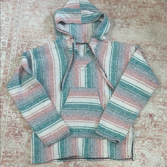Cozy Striped Hoodie in Pink and Green - Picture 1 of 3